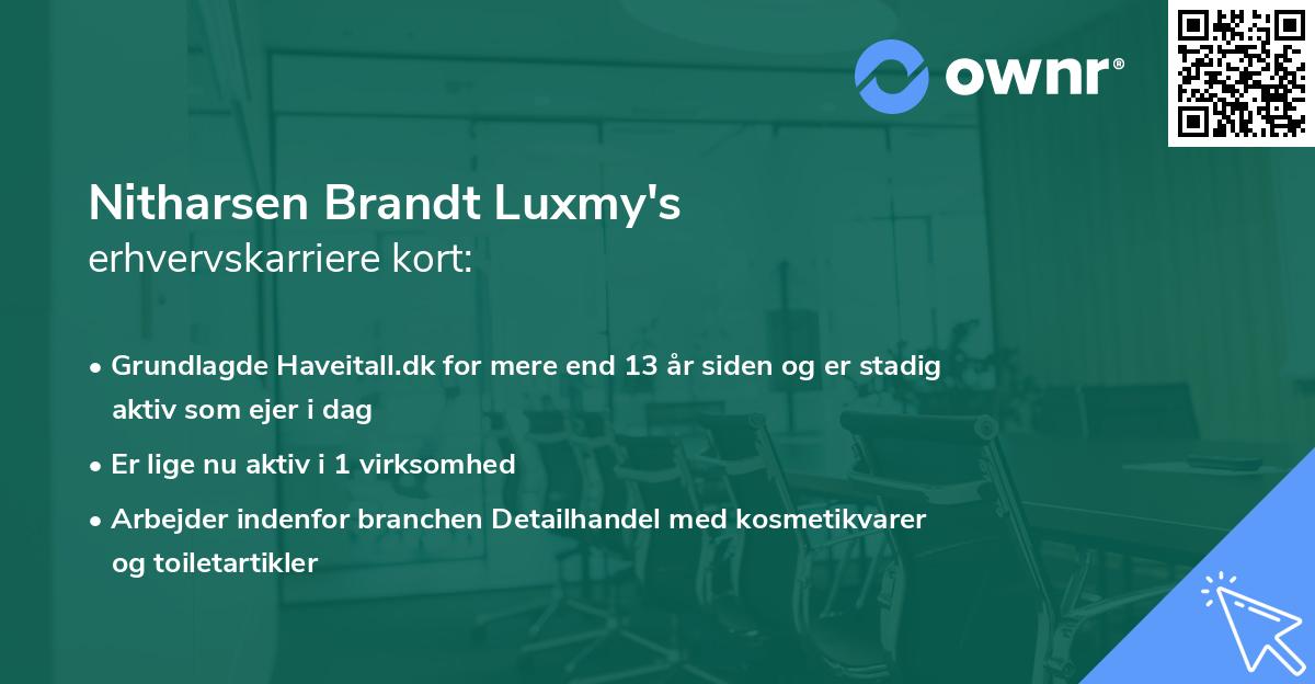 Nitharsen Brandt Luxmy's erhvervskarriere kort