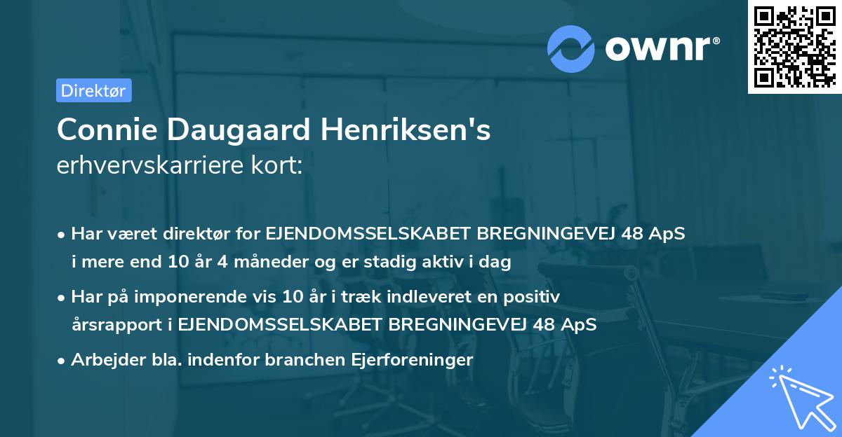 Connie Daugaard Henriksen's erhvervskarriere kort