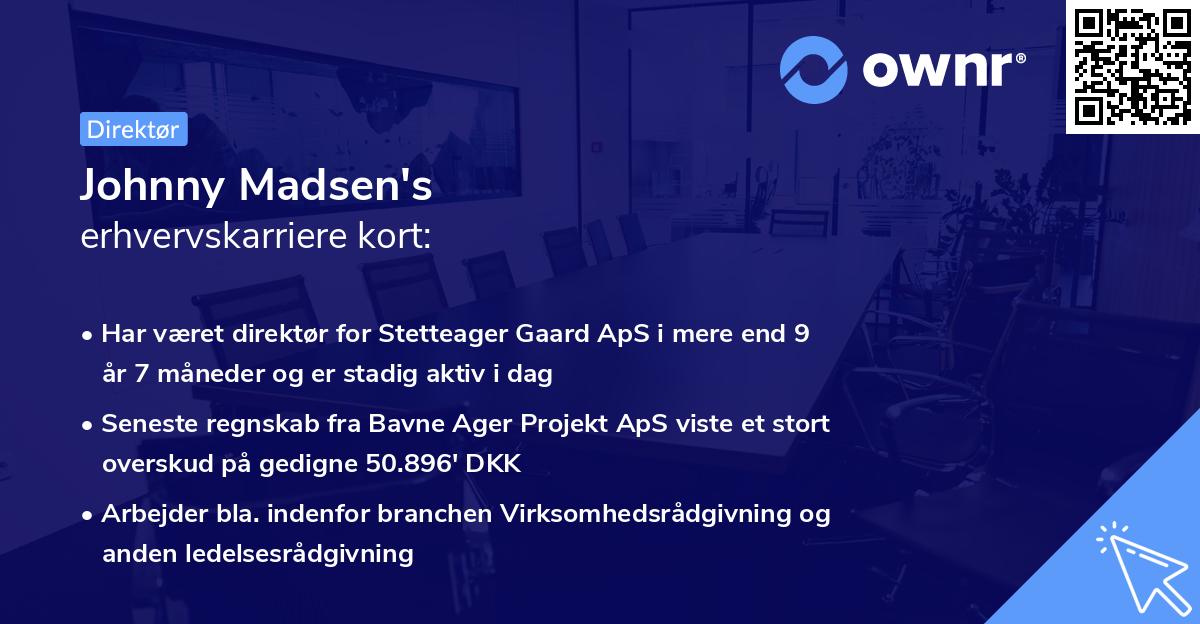 Johnny Madsen's erhvervskarriere kort