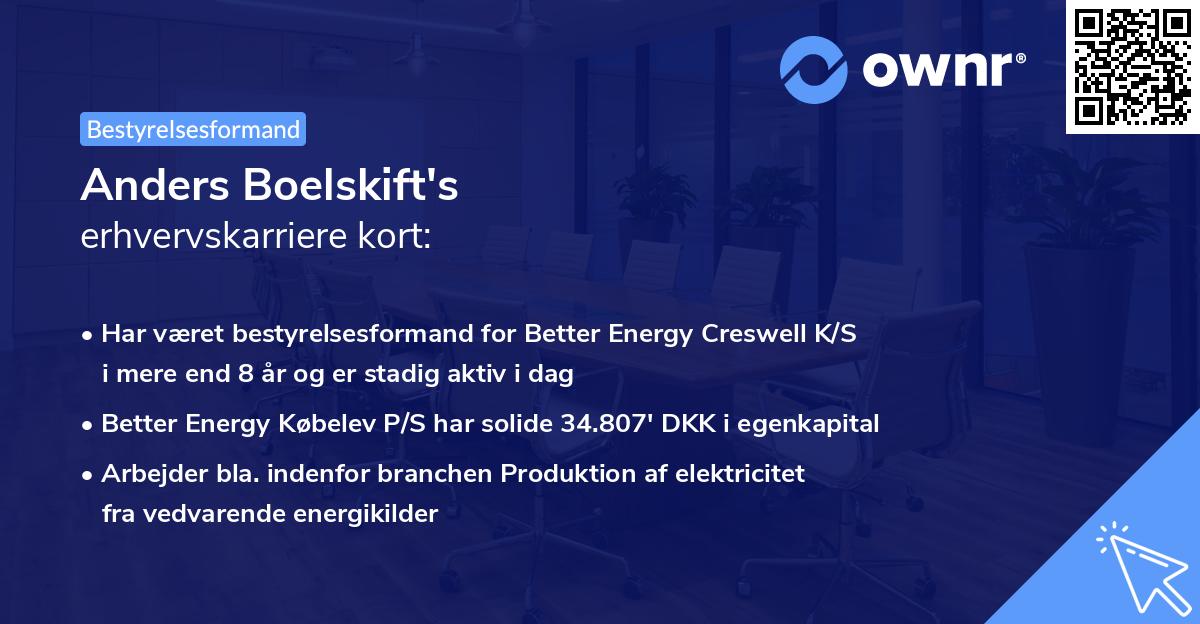 Anders Boelskift's erhvervskarriere kort