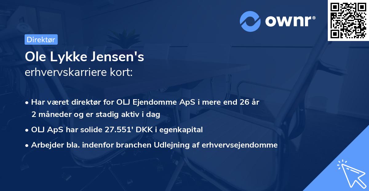 Ole Lykke Jensen's erhvervskarriere kort