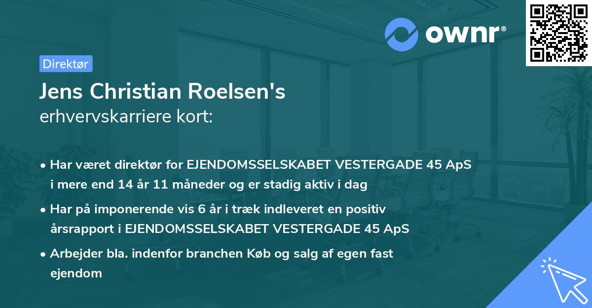 Jens Christian Roelsen's erhvervskarriere kort