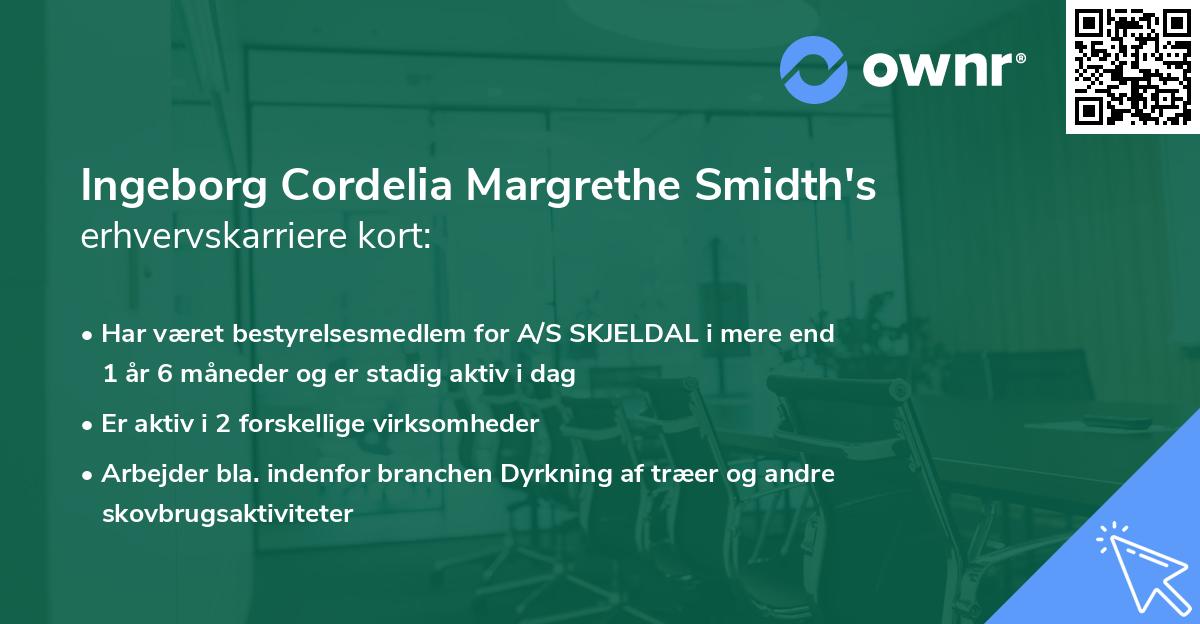 Ingeborg Cordelia Margrethe Smidth's erhvervskarriere kort