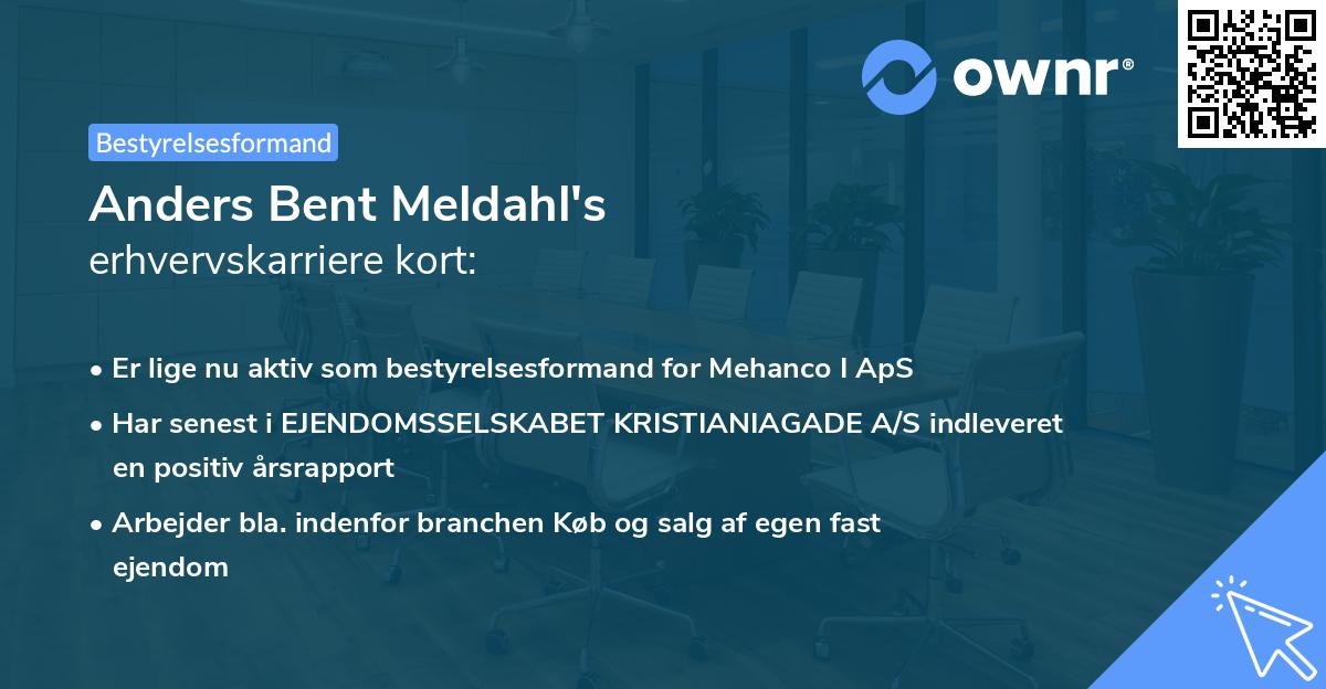 Anders Bent Meldahl's erhvervskarriere kort