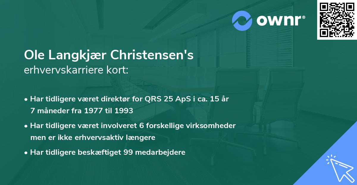 Ole Langkjær Christensen's erhvervskarriere kort