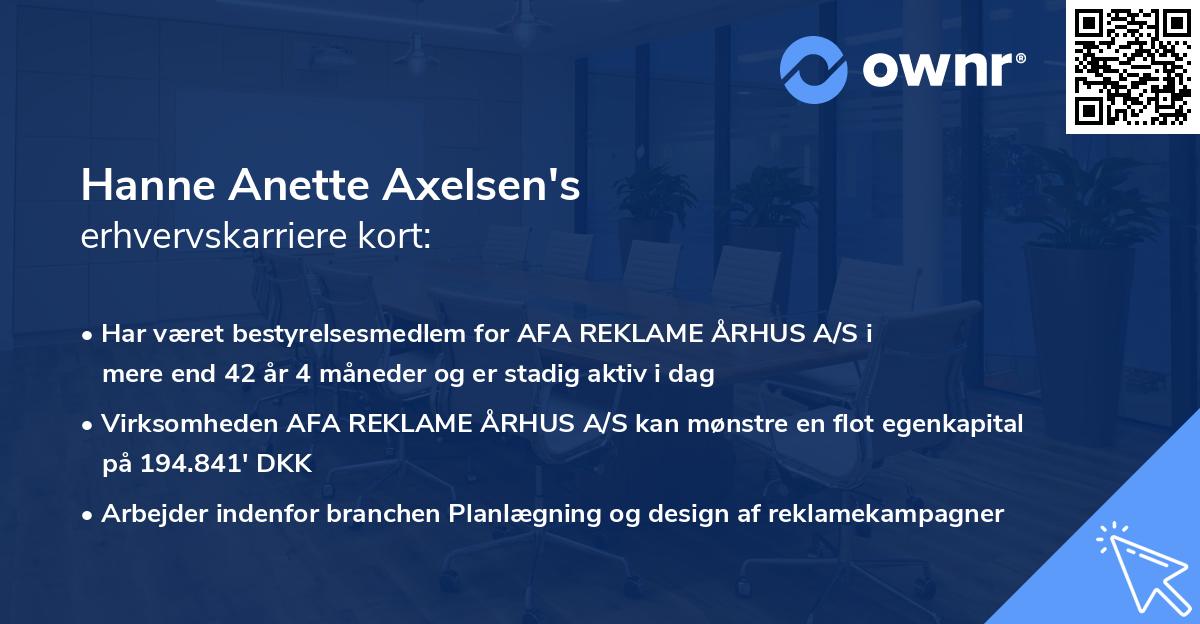 Hanne Anette Axelsen's erhvervskarriere kort