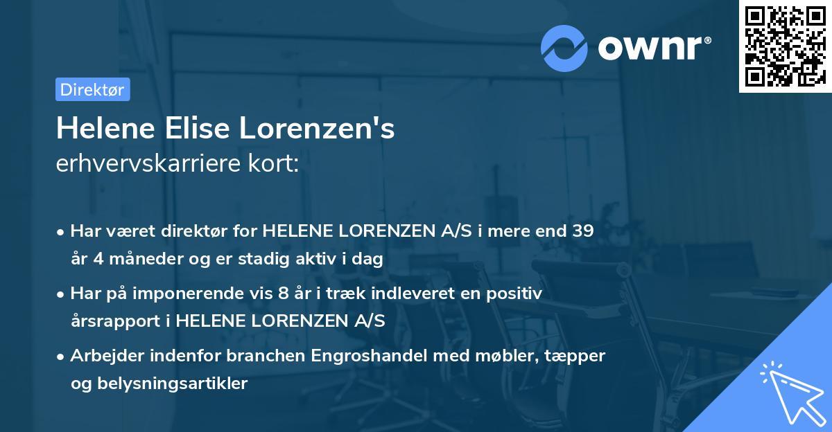 Helene Elise Lorenzen's erhvervskarriere kort