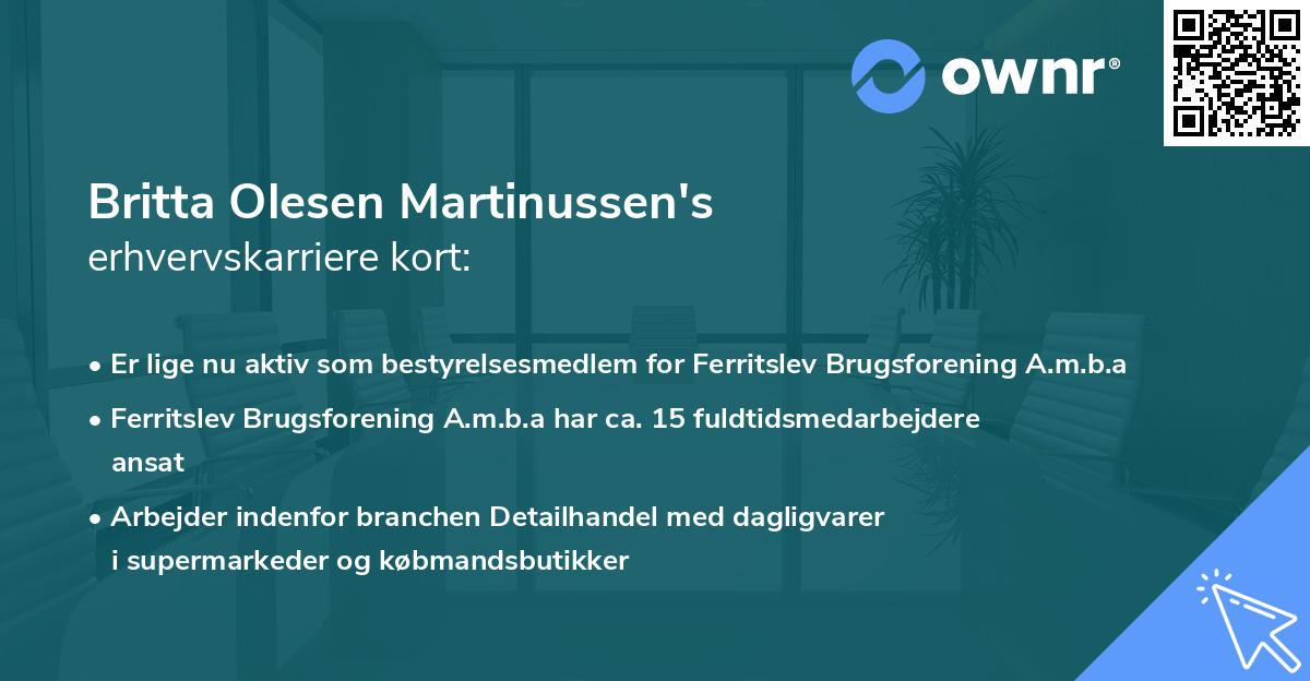 Britta Olesen Martinussen's erhvervskarriere kort