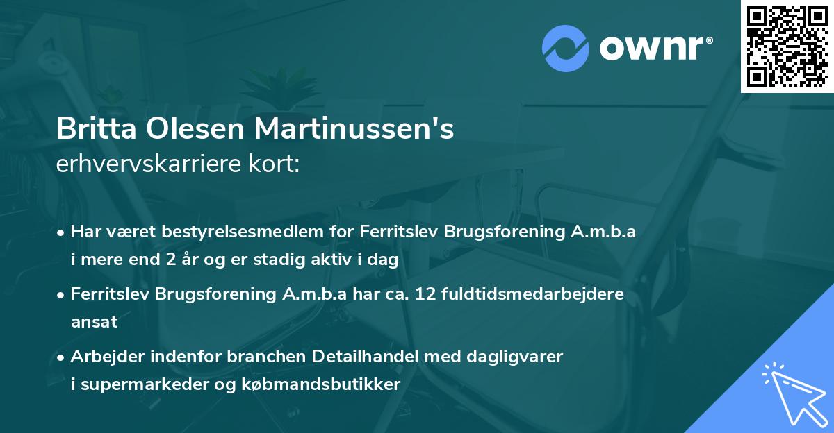 Britta Olesen Martinussen's erhvervskarriere kort