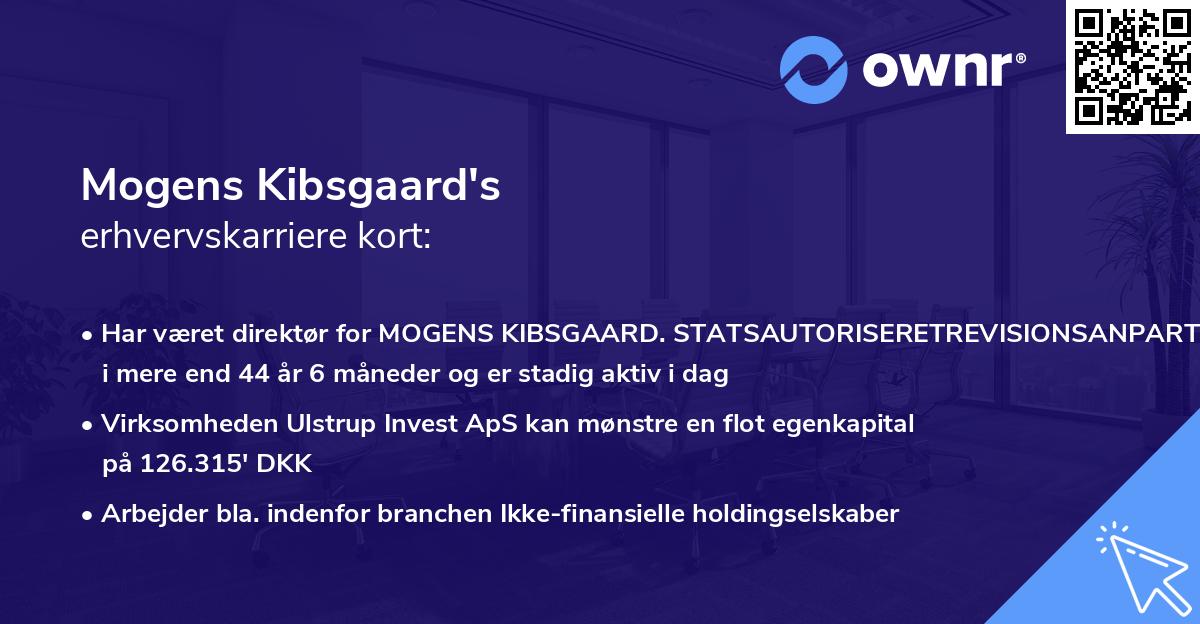Mogens Kibsgaard's erhvervskarriere kort