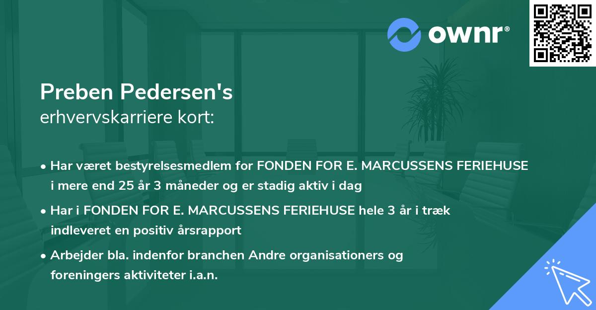 Preben Pedersen's erhvervskarriere kort