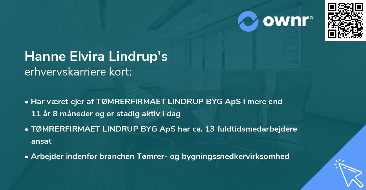 Hanne Elvira Lindrup's erhvervskarriere kort