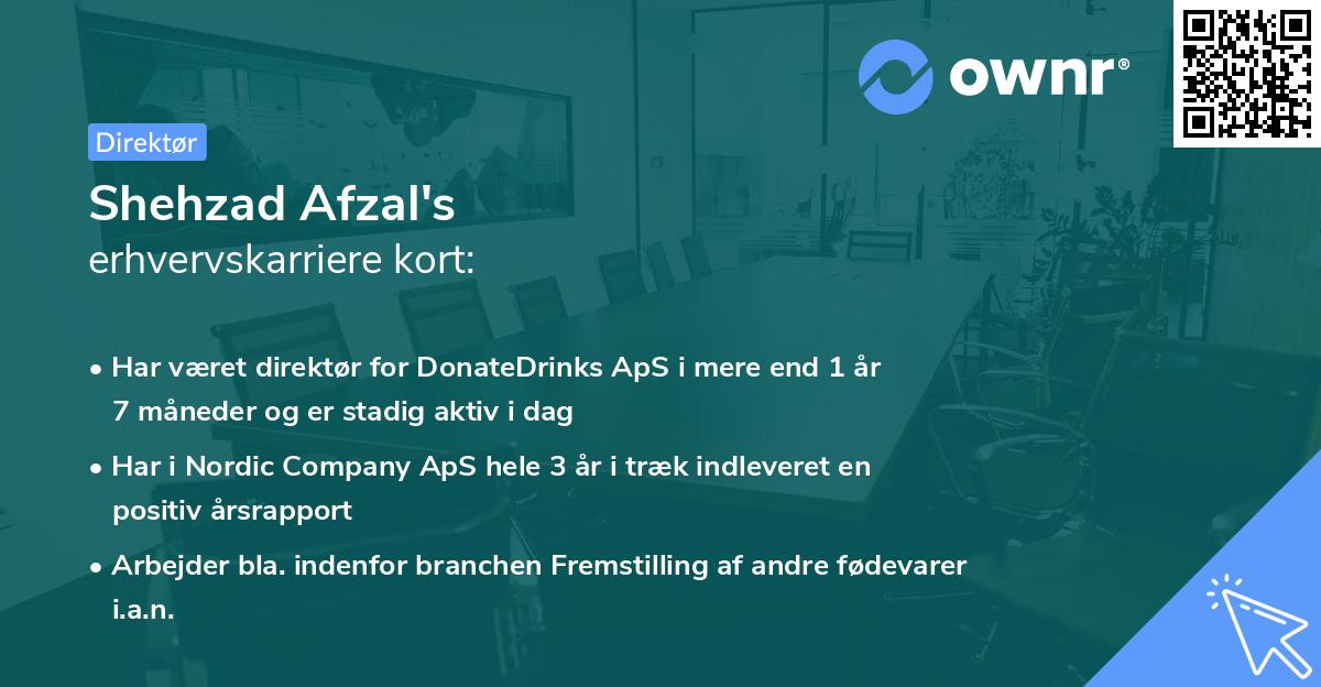 Shehzad Afzal's erhvervskarriere kort