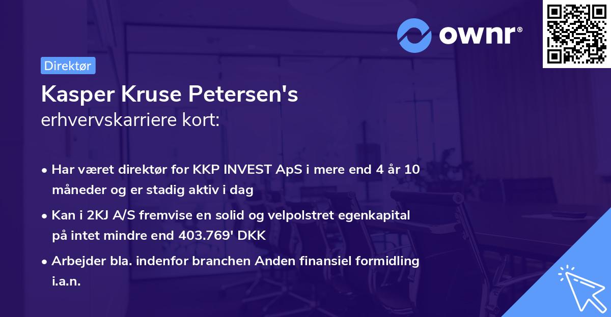 Kasper Kruse Petersen's erhvervskarriere kort