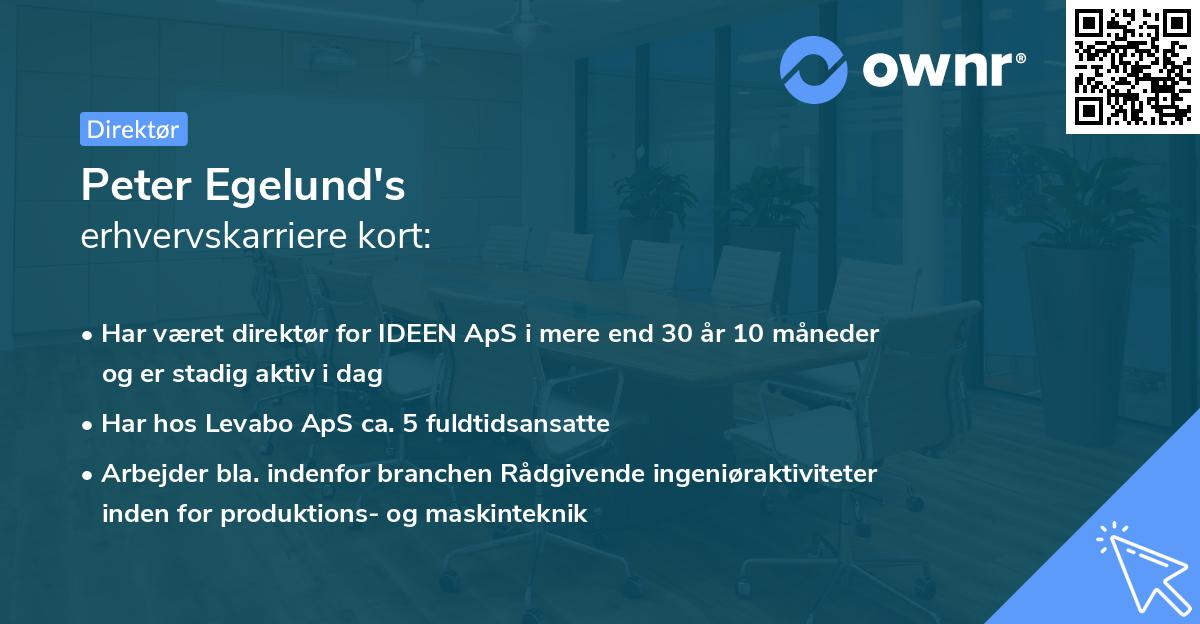 Peter Egelund's erhvervskarriere kort