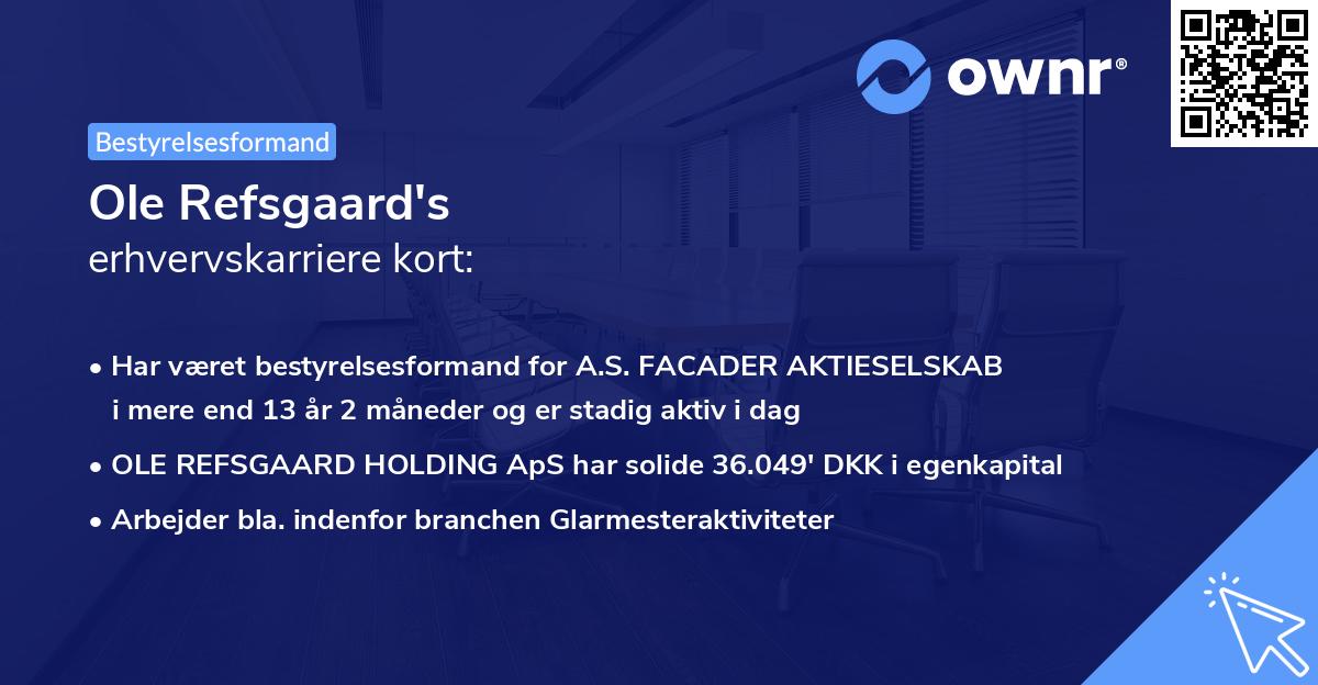 Ole Refsgaard's erhvervskarriere kort