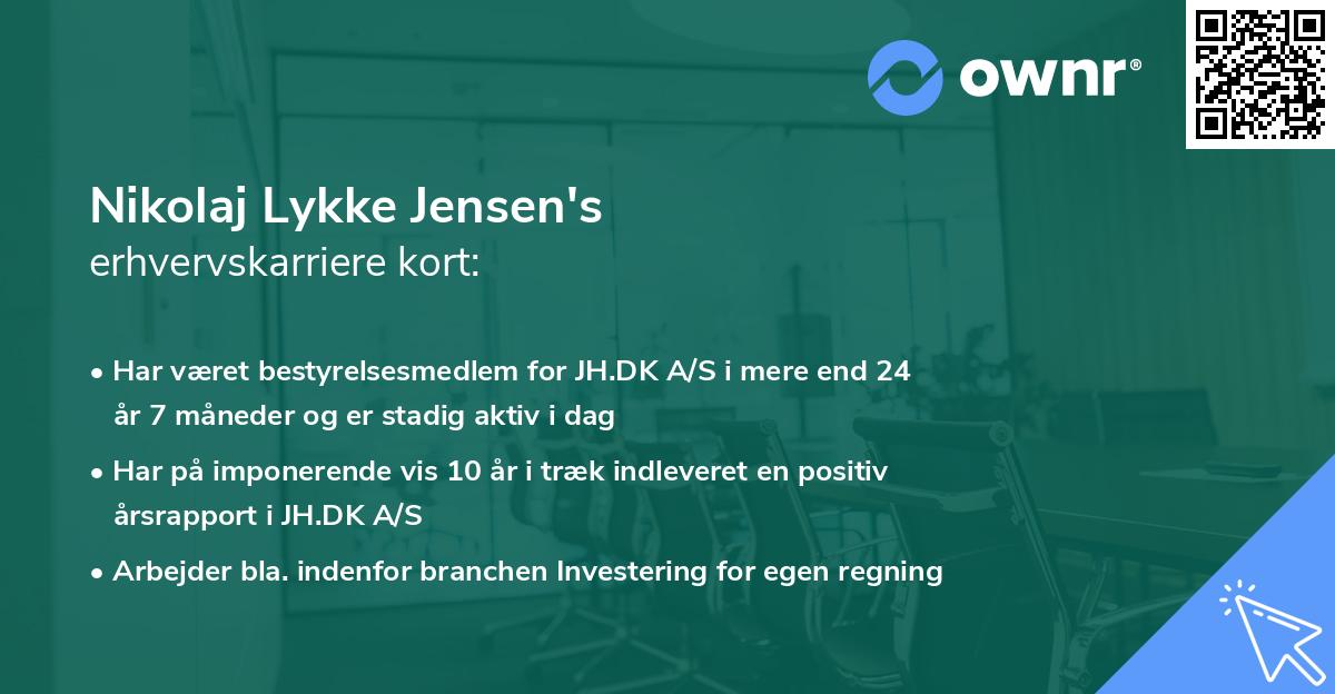 Nikolaj Lykke Jensen's erhvervskarriere kort