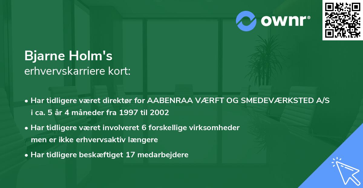Bjarne Holm's erhvervskarriere kort