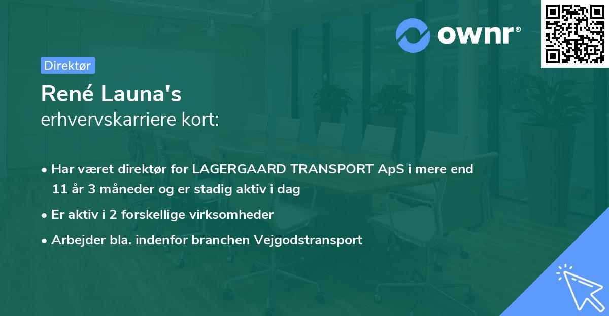 René Launa's erhvervskarriere kort