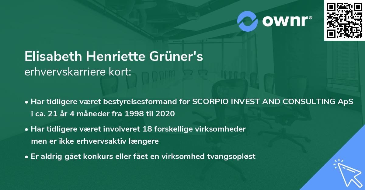 Elisabeth Henriette Grüner's erhvervskarriere kort