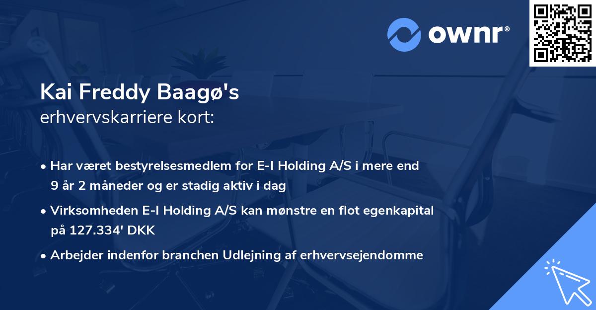 Kai Freddy Baagø's erhvervskarriere kort