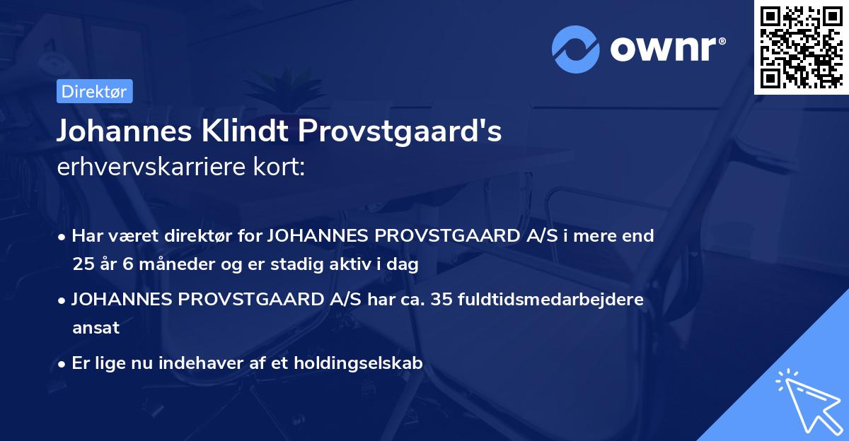 Johannes Klindt Provstgaard's erhvervskarriere kort