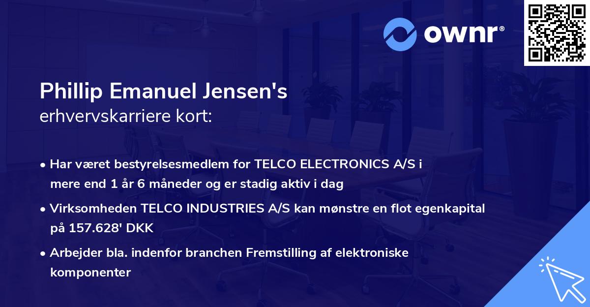 Phillip Emanuel Jensen's erhvervskarriere kort