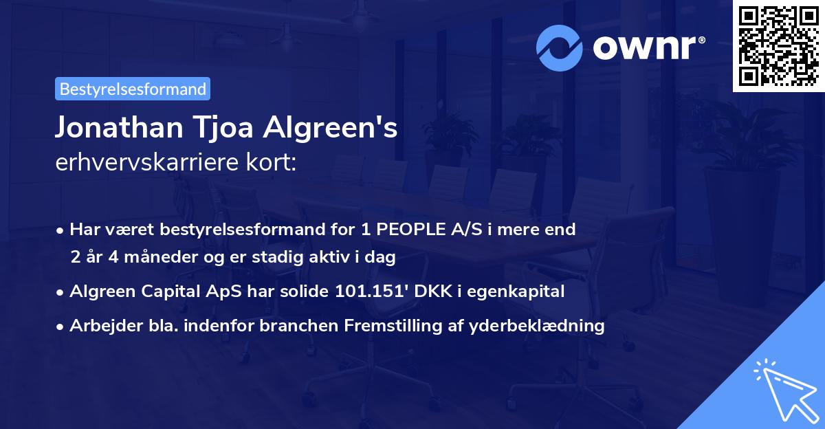 Jonathan Tjoa Algreen's erhvervskarriere kort