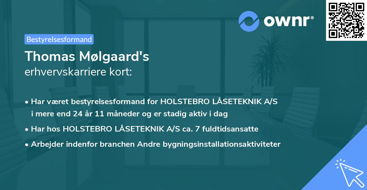 Thomas Mølgaard's erhvervskarriere kort