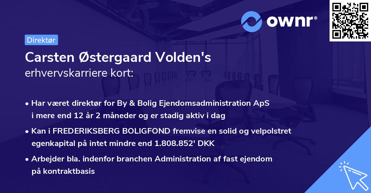 Carsten Østergaard Volden's erhvervskarriere kort