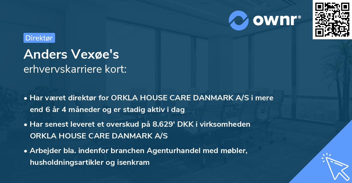 Anders Vexøe's erhvervskarriere kort