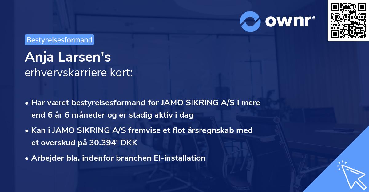 Anja Larsen's erhvervskarriere kort