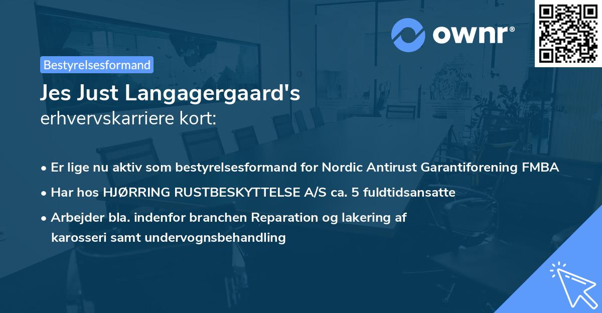 Jes Just Langagergaard's erhvervskarriere kort