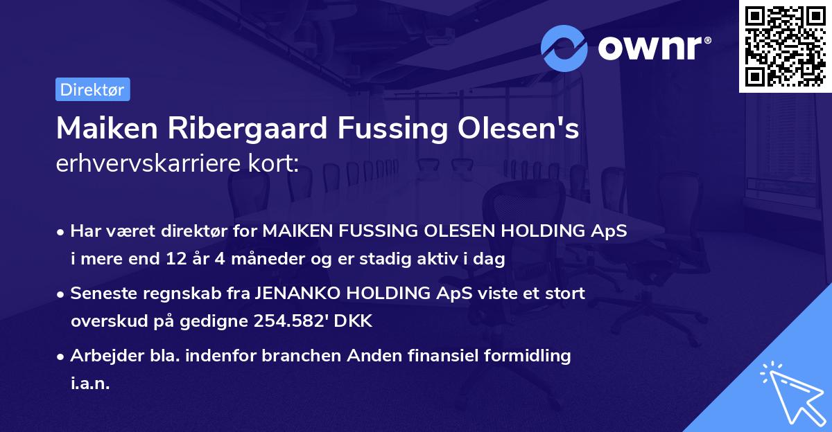 Maiken Ribergaard Fussing Olesen's erhvervskarriere kort
