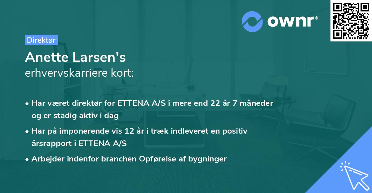 Anette Larsen's erhvervskarriere kort