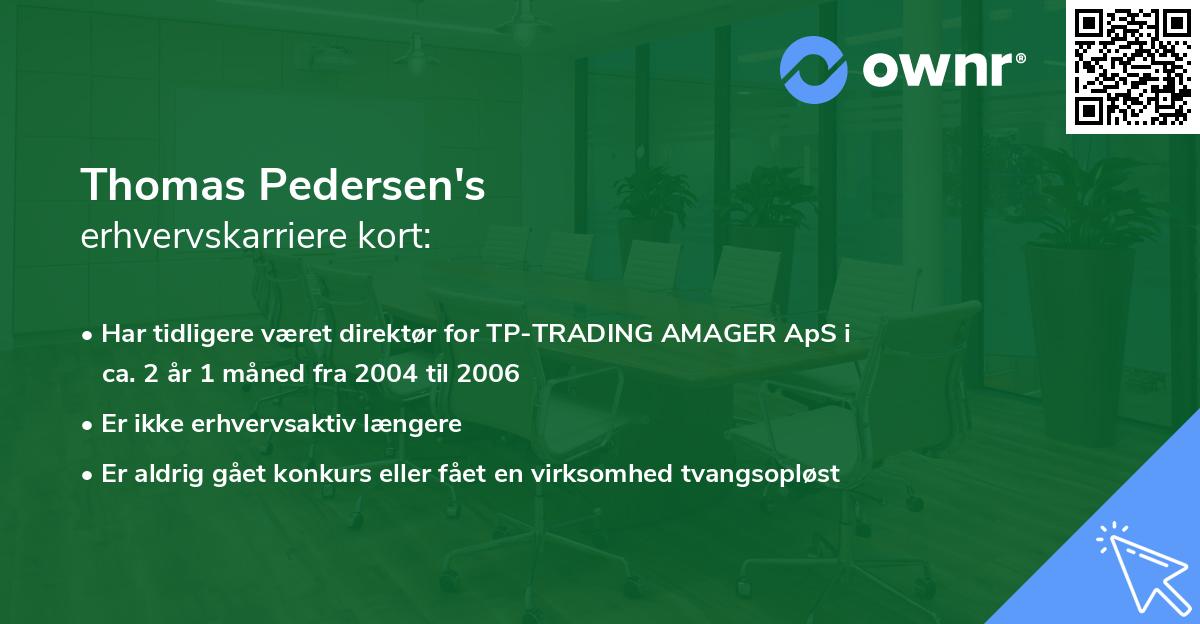 Thomas Pedersen's erhvervskarriere kort