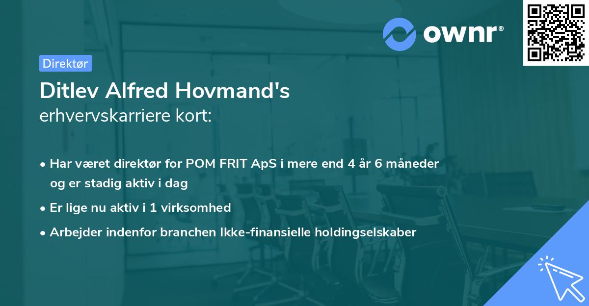 Ditlev Alfred Hovmand's erhvervskarriere kort