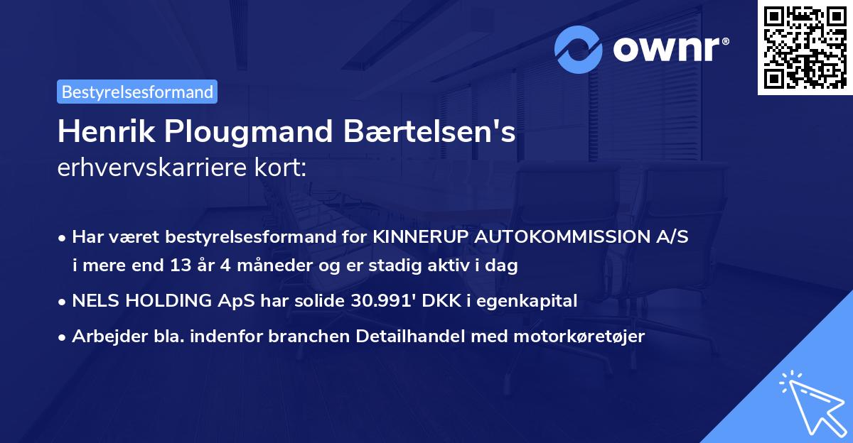 Henrik Plougmand Bærtelsen's erhvervskarriere kort