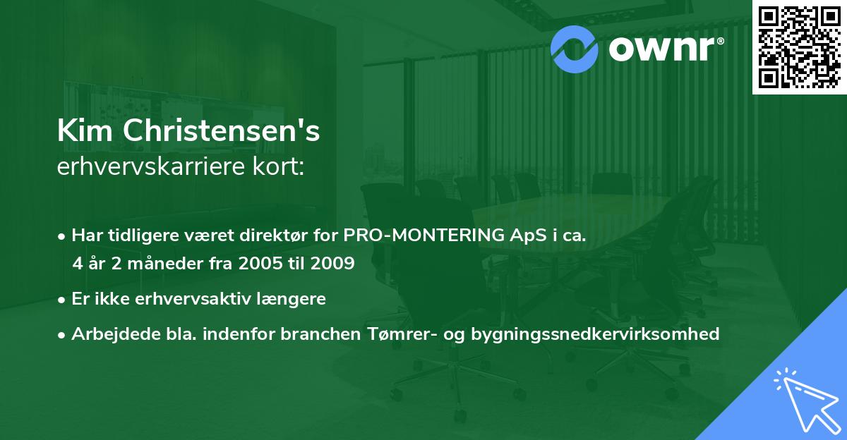 Kim Christensen's erhvervskarriere kort