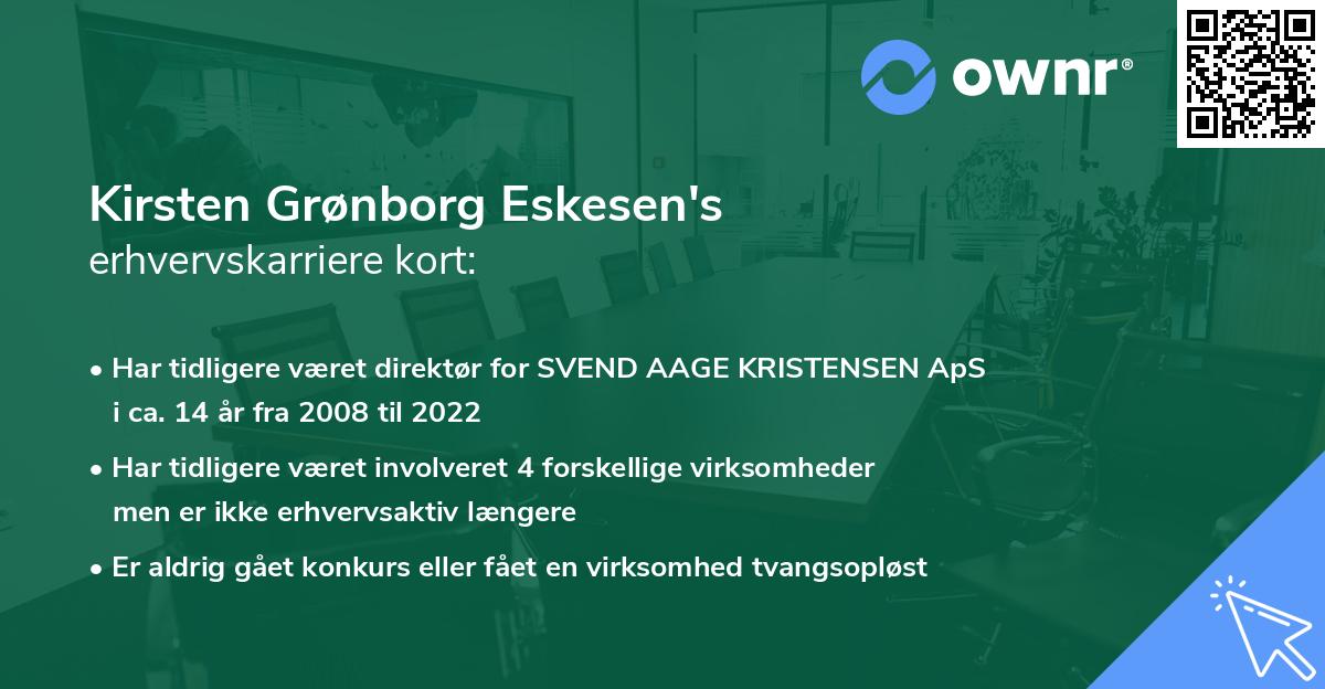 Kirsten Grønborg Eskesen's erhvervskarriere kort