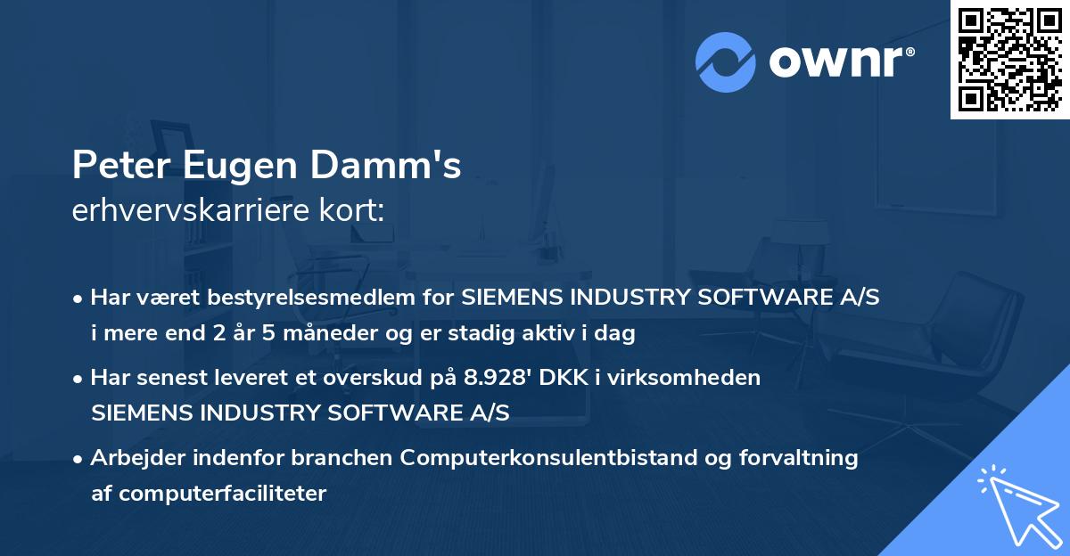 Peter Eugen Damm's erhvervskarriere kort