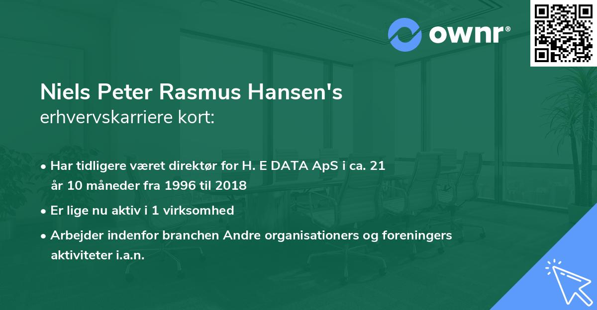 Niels Peter Rasmus Hansen's erhvervskarriere kort