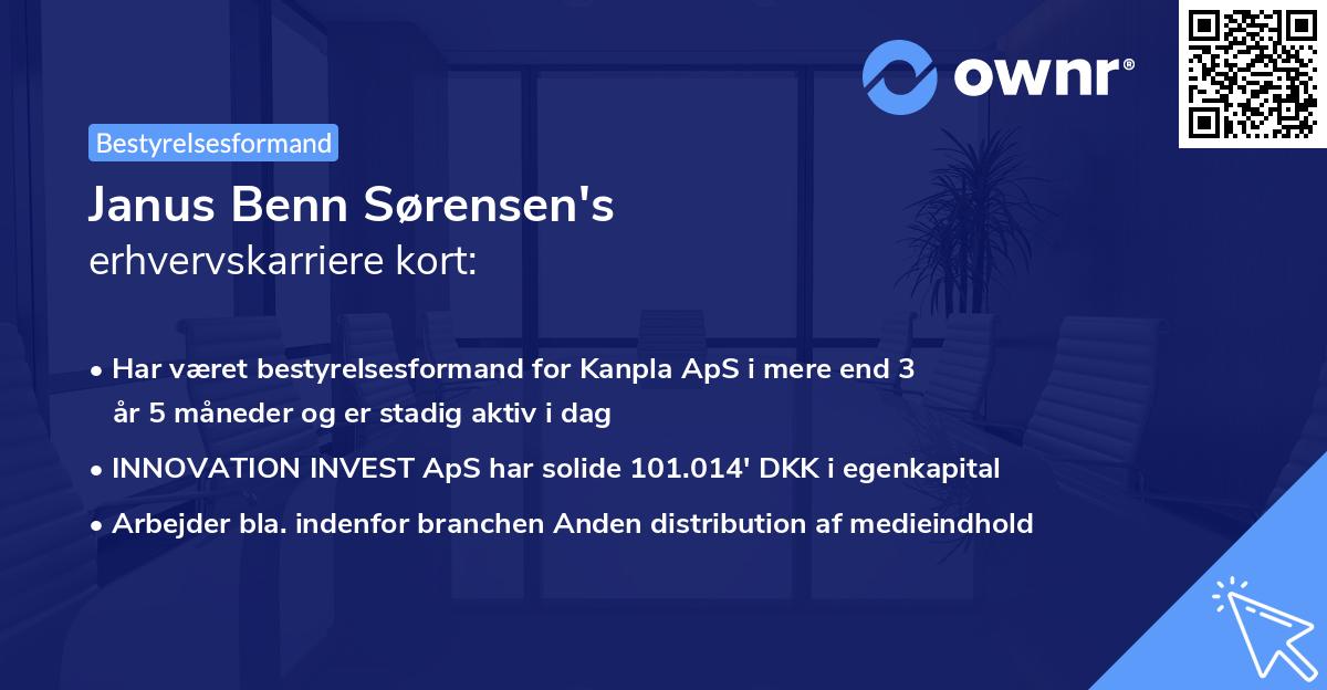 Janus Benn Sørensen's erhvervskarriere kort
