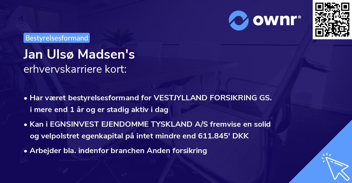 Jan Ulsø Madsen's erhvervskarriere kort