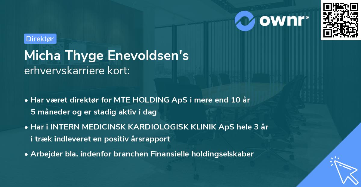 Micha Thyge Enevoldsen's erhvervskarriere kort