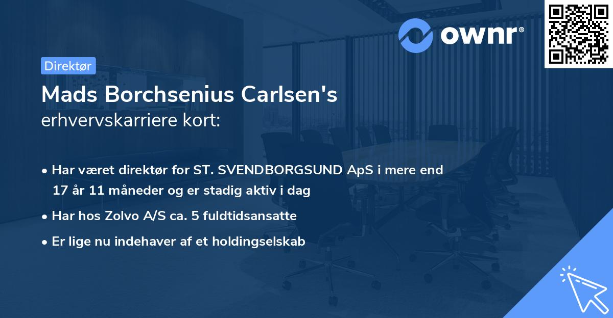 Mads Borchsenius Carlsen's erhvervskarriere kort