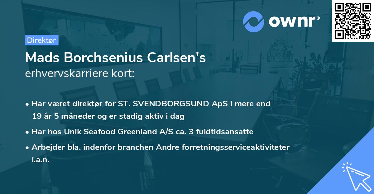 Mads Borchsenius Carlsen's erhvervskarriere kort