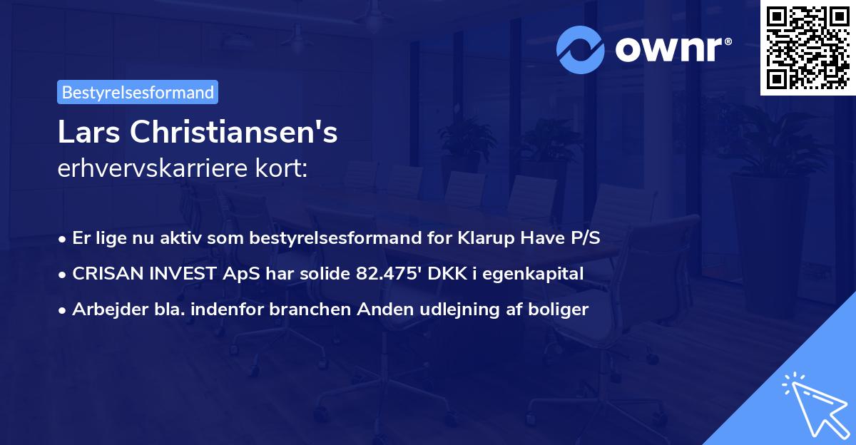 Lars Christiansen's erhvervskarriere kort