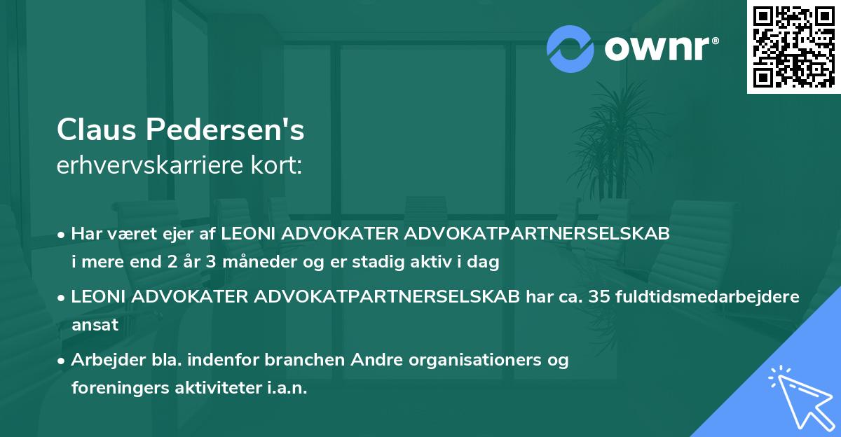 Claus Pedersen's erhvervskarriere kort