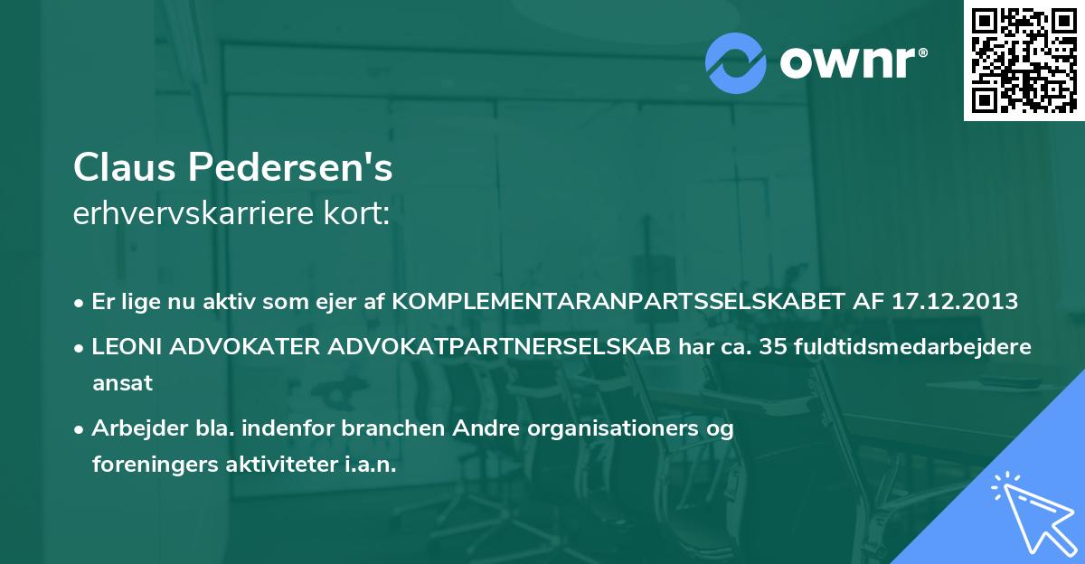 Claus Pedersen's erhvervskarriere kort